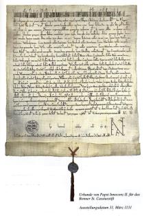 Papst Innozenz II. bestätigte in einer Urkunde, ausgestellt am 31. März 1131, dem St. Cassiusstift zu Bonn seine umfangreichen Besitzungen, darunter die Kirche und den Zehnten zu Friesenhagen. 